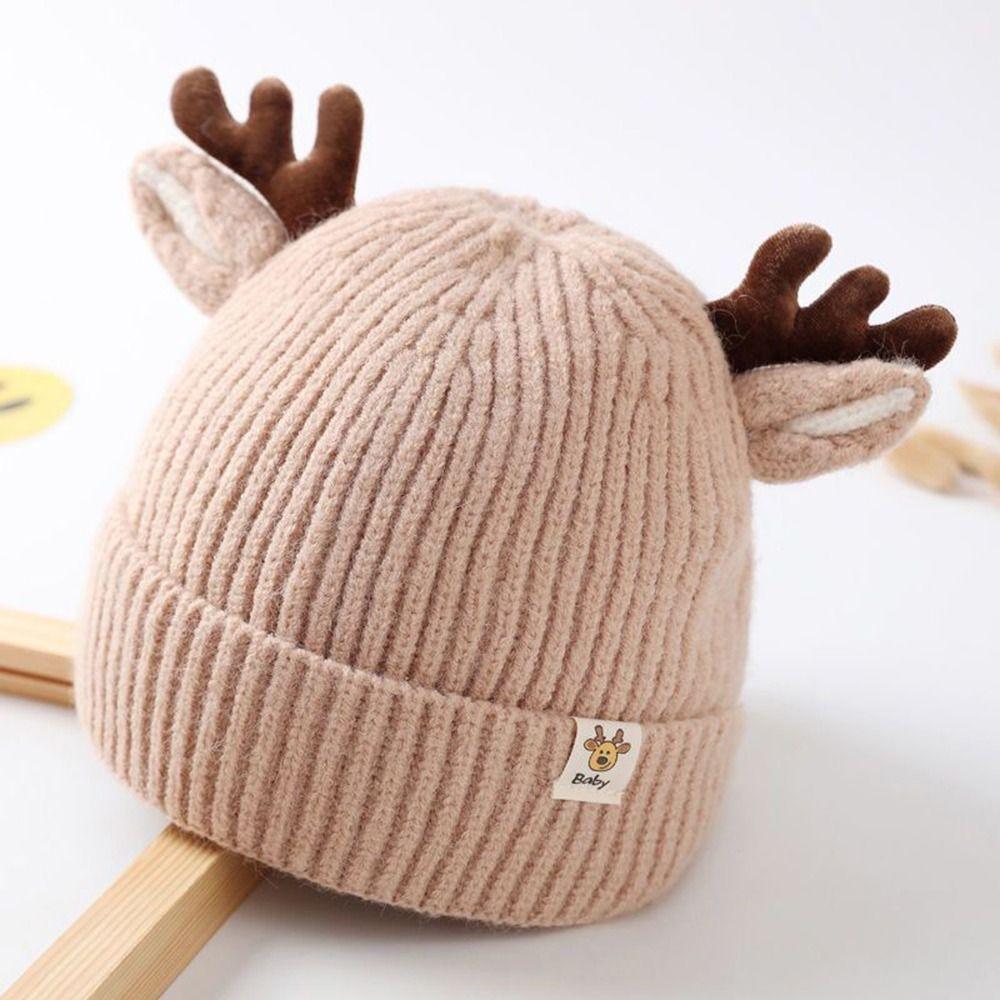 Elk Antlers Warm Knitted Hats Thickened Ear Protection Hats Pullover Princess Cap  Autumn Winter