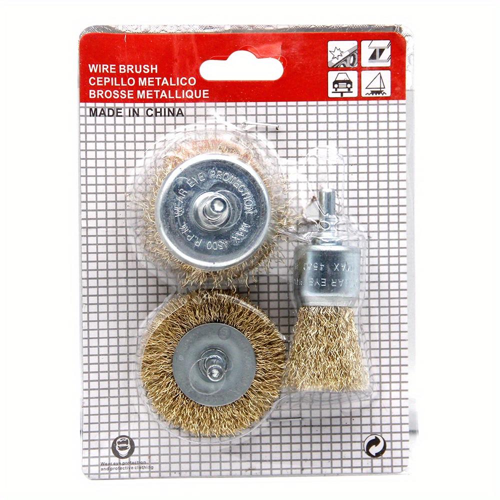 

3 шт. Кисть проволочная Т-образная чашеобразная для дрели, стальное колесо на стержне, полировка, удаление ржавчины, аксессуар для электроинструмента 3PC large set