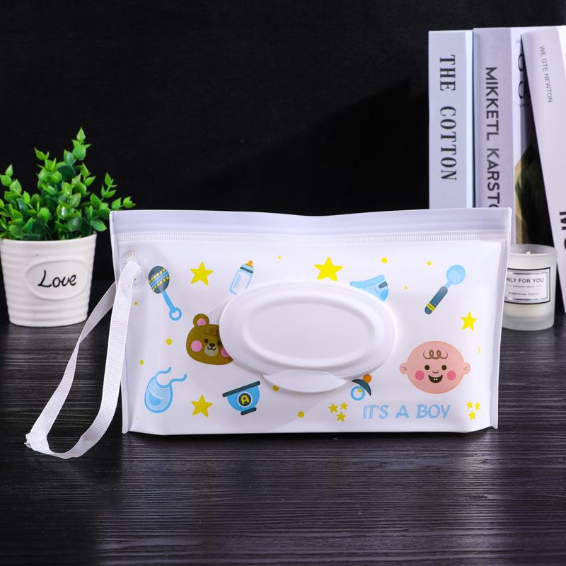 Waterproof EVA Baby Wipes Tissue Bag with Window and Pull-Out Design
