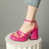 Plattform Klackskor Mode Sommar Pumps Ankelsko Högklackade Tjock Sula Gotisk Stil Öppen Tå Festskor 33-43