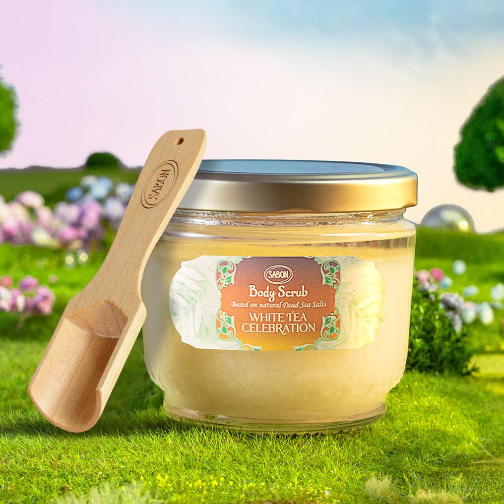 [Sabon] White Tea Celebration Body Scrub 600g + Wood Scoop Gift