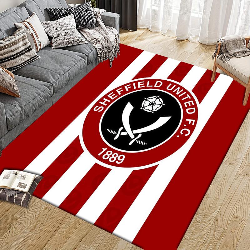 Sheffield United Flannel Pattern Square Carpet,Area Rug,Carpet Rug for Living Room Bedroom Sofa Playroom Decor,Non-slip Floor Mat
