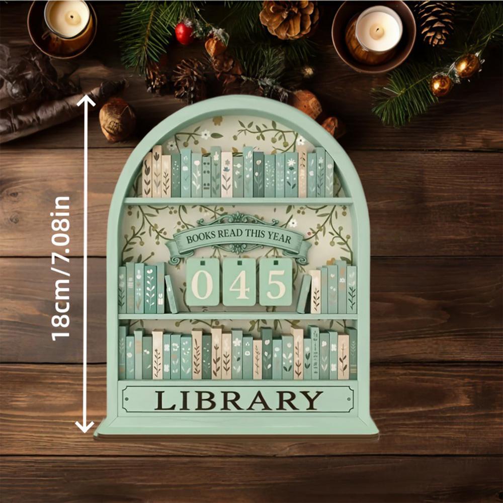 Vintage Wooden Book Counter Tracker Book Count Sign Reading Accessories for Home Office Classroom Bookstore Desktop Ornament