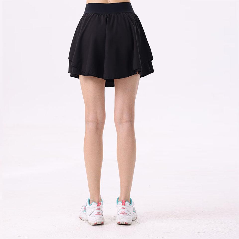 Women's High-Waisted Skirted Yoga Shorts - Double Layer, Anti-Exposure, Casual Sportwear.