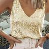 Women Sexy Sequin V Neck Sleeveless Ladies Tank Top