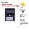 Lumière solaire lampe de jardin - MEAI - YX03-30-1M - 30 LED - Détecteur de mouvement - Étanche
