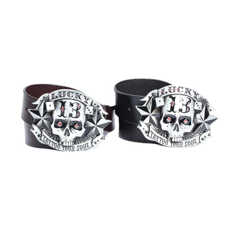 Cinto de Couro Masculino com Fivela de Caveira Retrô - Estilo Personalizado do Velho Oeste Americano