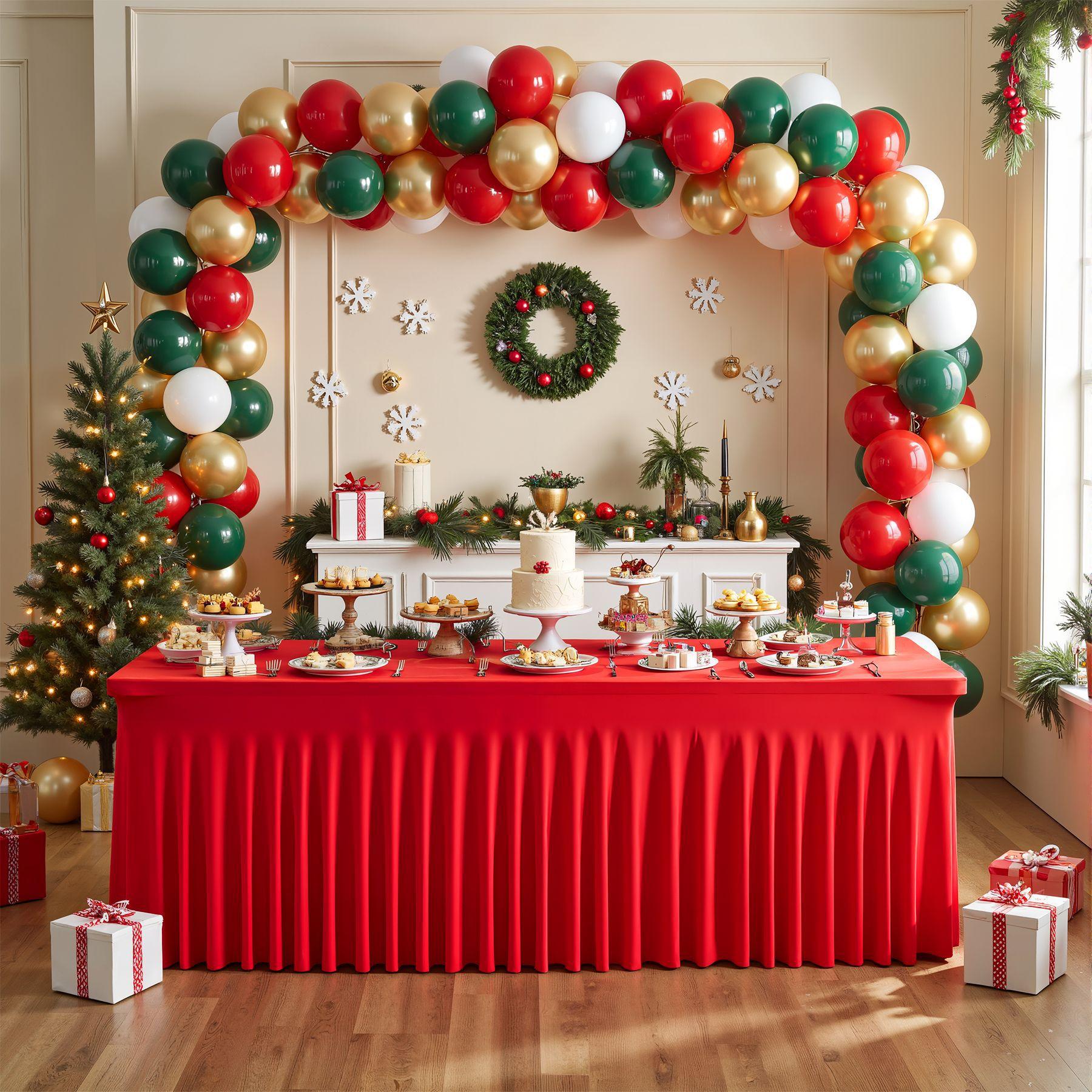 

New Christmas Party Red Tablecloth Rectangular Elastic Wedding Birthday Party Venue Decoration Tablecloth Atmosphere Decoration 4FT(122x60x76cm) красный