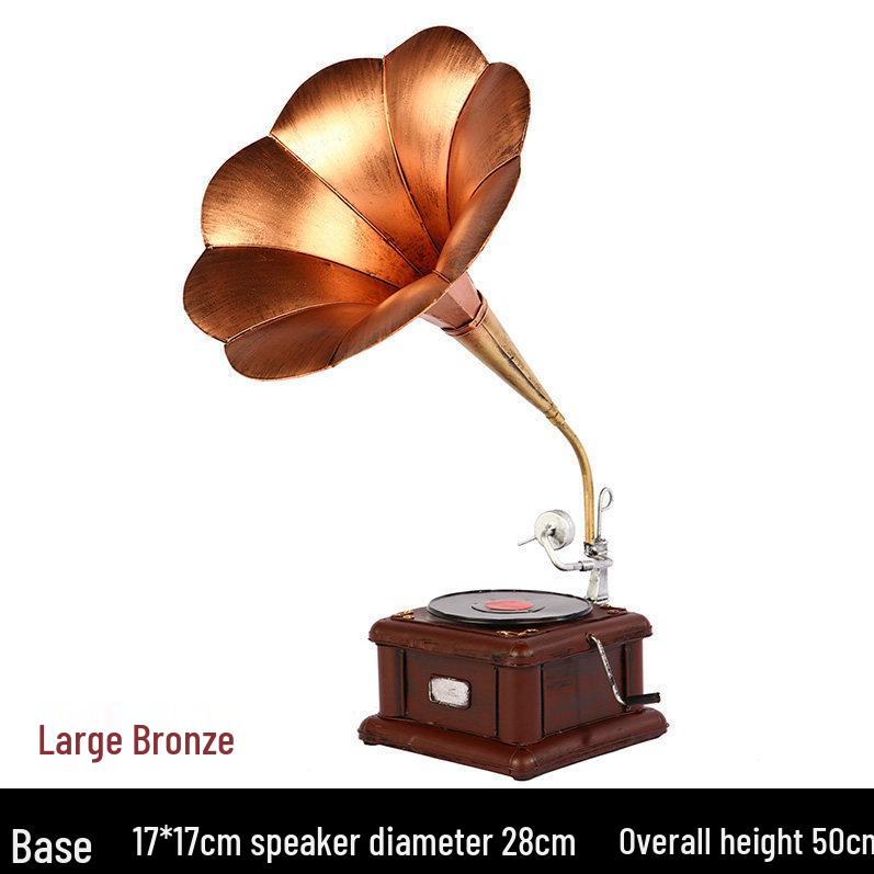Vintage European-Style Gramophone Ornament: Nostalgic Record Model for Living Room or Wine Cabinet Decor