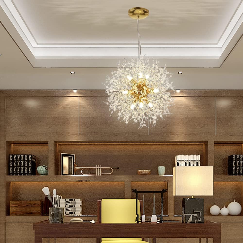 Chandelier 12-Bulb Dandelion Fireworks Chandelier Modern Crystal Pendant Lighting LED Crystal Ceiling Lights Hanging Lights (bulb NOT included)