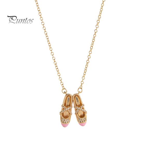 Delicate Ballet Pendant Shoes Necklace, Elegant Ballerina Dainty Lightweight Charm Necklace Dancer Stylish Jewelry for Women Girls