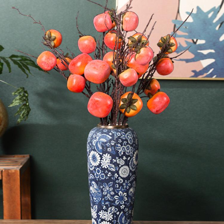 35CM Blue and White Porcelain Vase: Chinese-Style Ceramic Flower Container for Hydroponic Bamboo or Living Room Décor.