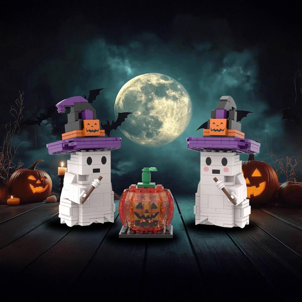 Popular Halloween compatible Lego small particles building block ghost pumpkin puzzle assembled toy gift