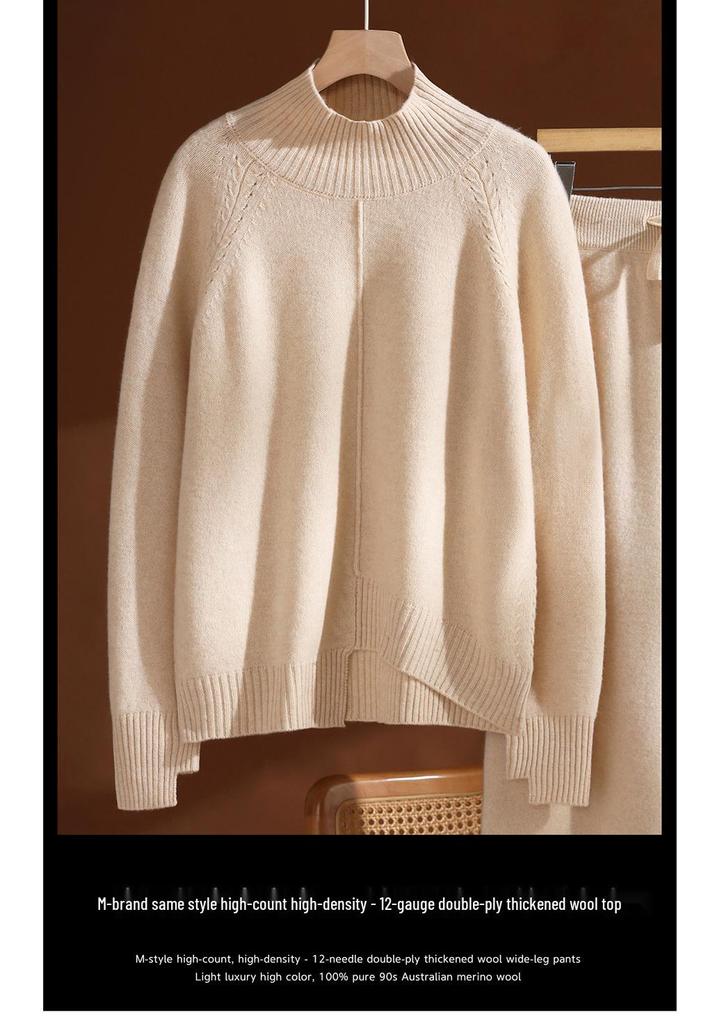 2025 A/W Wool Knitwear: Center Line, Irregular High Neck, Raglan Sleeves, Wool Base Layer.