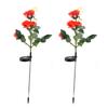 2pcs LED Solar Flower Lights Waterproof Artificial Rose Garden Lamp for Outdoor LandscapeRed