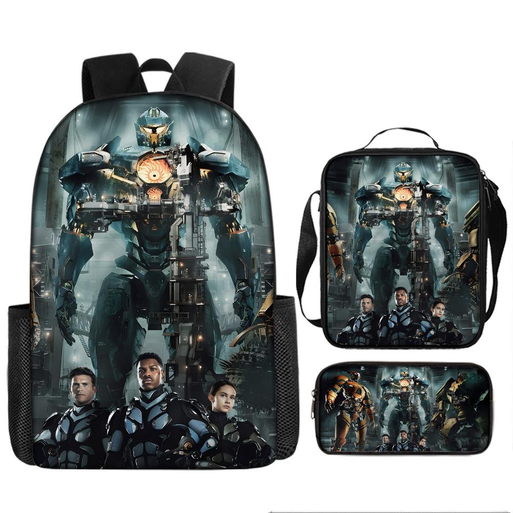 Pacific Rim schoolbag, primary and secondary school students, boys, mecha war, monster backpack, kindergarten burden reduction three-piece set