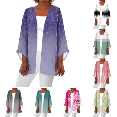 Lässiger, modischer, bedruckter, leichter, mittellanger Jacken-Cardigan für Damen