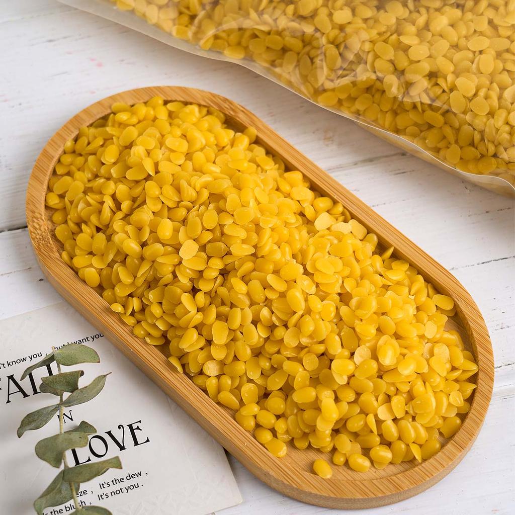 1LB Cera d'api Gialla e Bianca Naturale Pura Granulare Materiale per Candele Profumate Fai da Te Cera di Soia Stoppini Senza Fumo Forniture per Artigianato