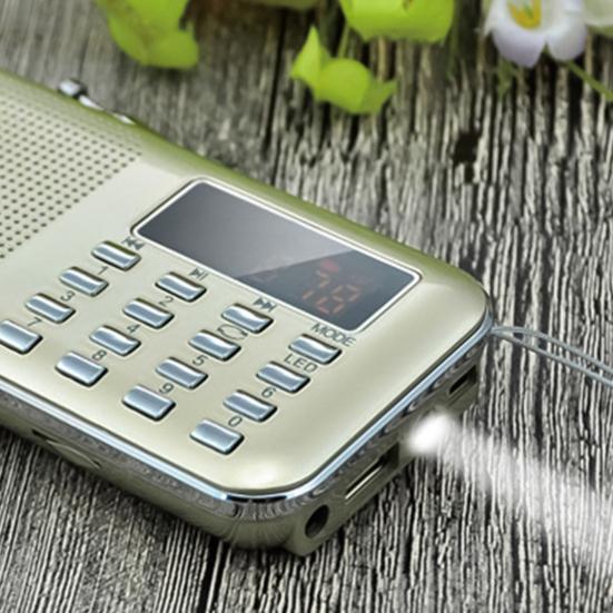 Y-896 Digital Radio Rechargeable Flashlight Function 3W Mini Portable FM Radio with TF Card Slot for the Aged