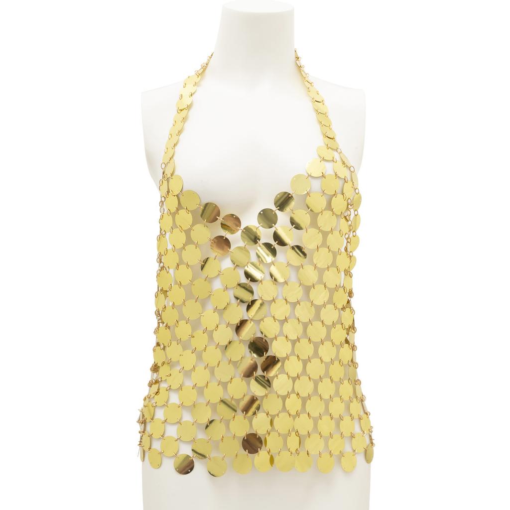 Accessories, Sexy Sequined V-Neck Vest, Handmade Clothing Chain, Nightclub Style Shiny Disc Body Chain