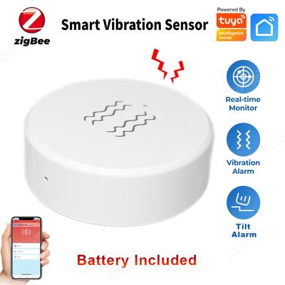 Tuya ZigBee Smart Vibration Tilt Sensor for Smart Home Security Protection Real Time Monitoring Door Window Detection Alarm