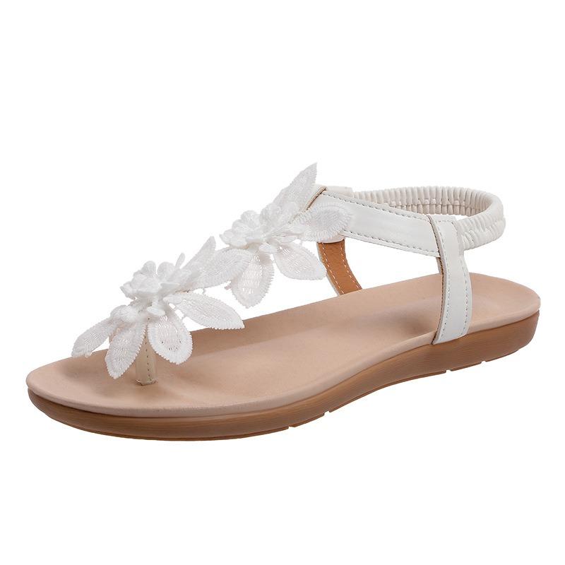 Large size beach sandals women's new pinch fashion flower women's foot sandals