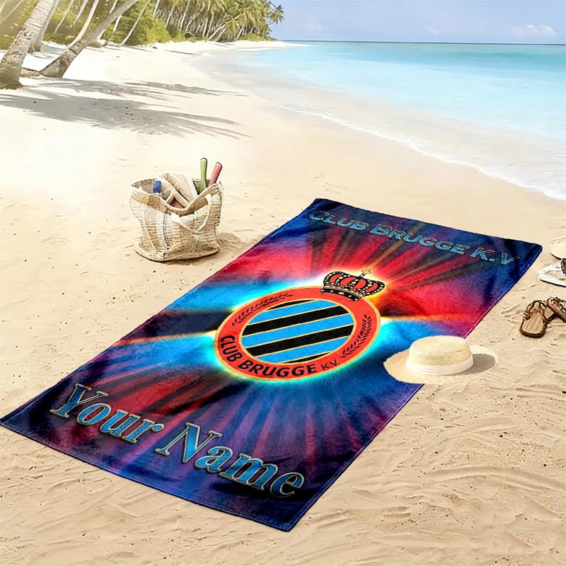 Name Custom Club Brugge Logo Print Beach Towel, Large Soft Quick Dry Towel for Beach Camping Swimming