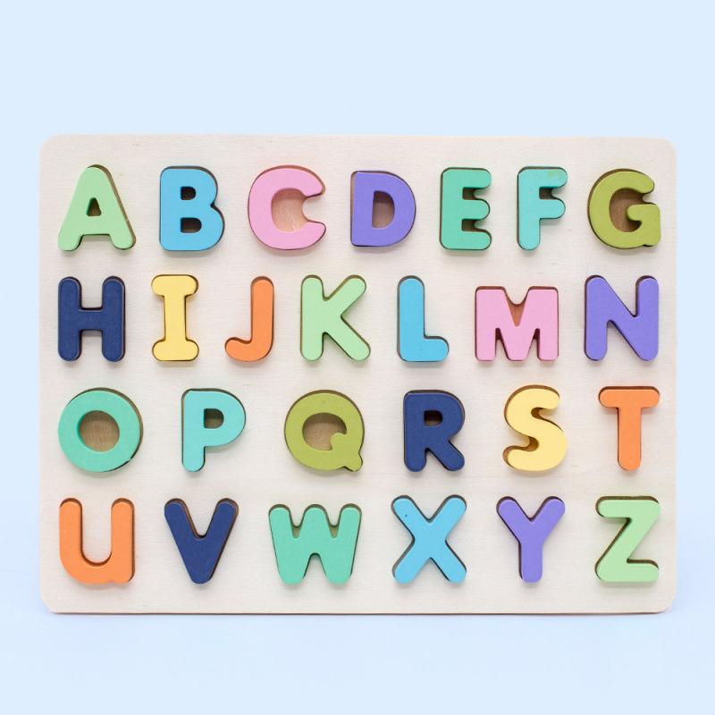 Wooden Number and Alphabet Educational Puzzle for Kids Develops Literacy Cognitive Skills A2