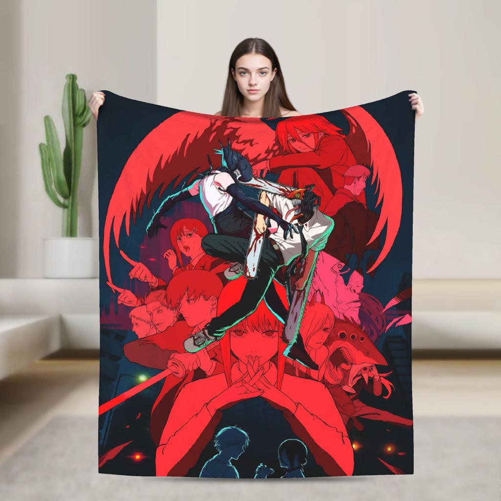 Chainsaw Man Reze Blankets Quality Soft Bedding Throws Winter Airplane Travel Living Room Funny Bedspread