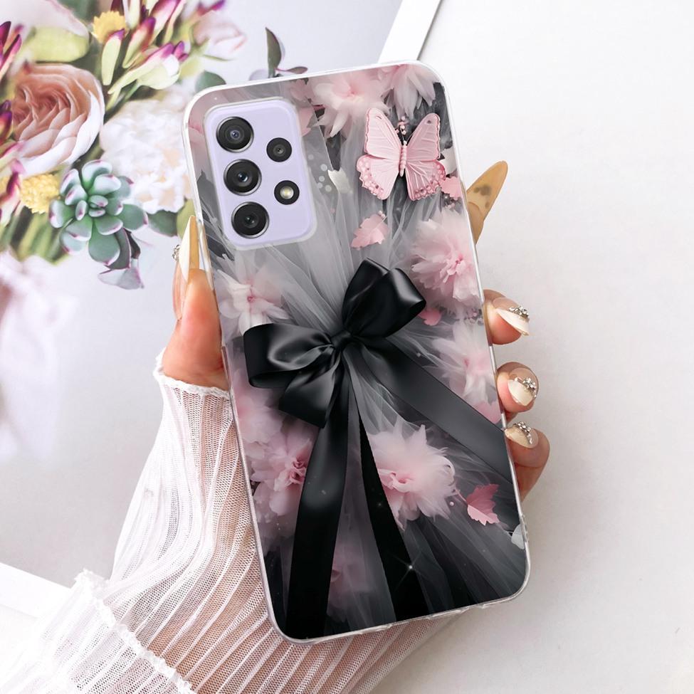 Transparent For Samsung Galaxy A72 4G Case Cute Fashion Flowers Funny Painted Casing For Samsung A72 4G SM-A725M SM-A725F Cover