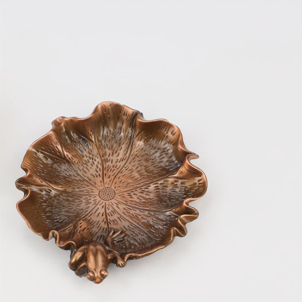 1Pc Creative Frog Leaf Design Coaster, Zinc Alloy Non-slip Heat-resistant Insulation Pad, Home Desktop Decoration Gifts