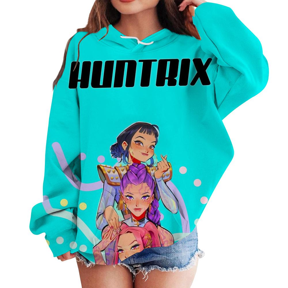 Høst 3D KPop Devil Hunter Trykte Hettegensere Moteable Casual Sport Langermet Dame Hettegensere