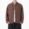 Autumn Men New Chinese Style Jackets Men Thick Warm Soild Color Coat Male Vintage Stripe Black Jacket Man Tang Costume Hanfu