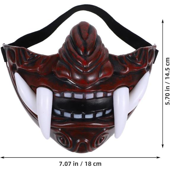 TOYANDONA 4pcs Oni Samurai & Japanese Monster Hannya Half Face Devil Mask - Prajna Cosplay Accessories for Masquerade & Halloween Party