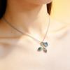 S925 Sterling Silver Necklaces For Women Simple Minimalist Pendant Necklaces Blue Leaf Moon Stone Chain Necklace Birthday Gift