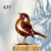 Unique Metal Bird Wall Art Distressed Rustic Figurine, Rusty Silhouette Ornaments, Retro Outdoor Statue for Garden Yard Patio Lawn Farmhouse