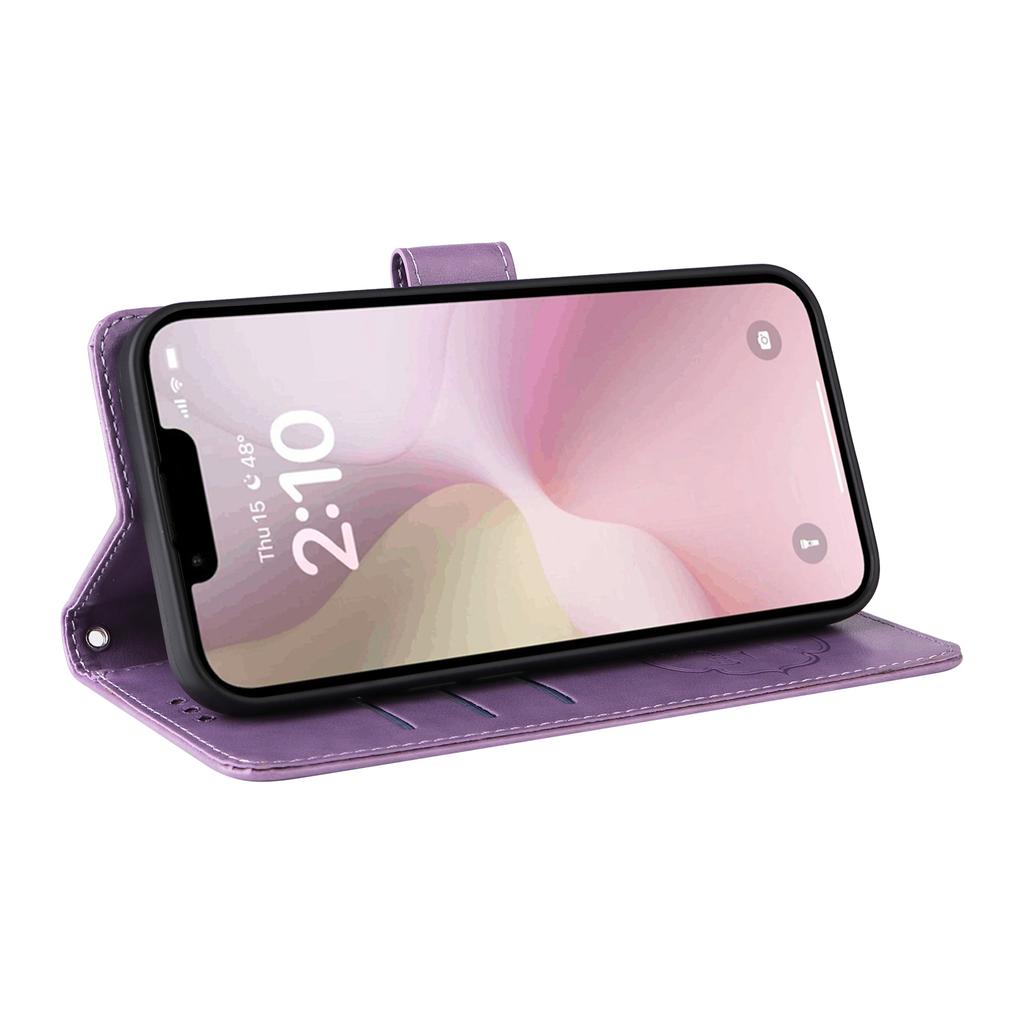 Pro iPhone 16e Pouzdro Motýl Květinový Otisk Peněženka Stojánek Kožený Kryt na Telefon