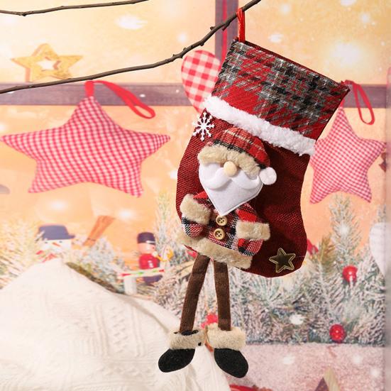 Christmas Stockings Large Plush 3D Santa Snowman Reindeer Bear Hanging Stockings for Mantel Tree Fireplace Holiday Party Decor