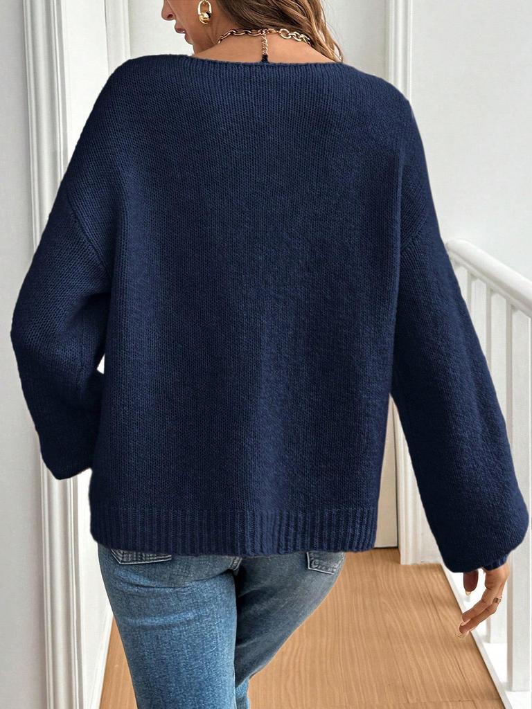 2024 Loose Cardigan Sweater - Solid Color, Tie-up, Casual Style