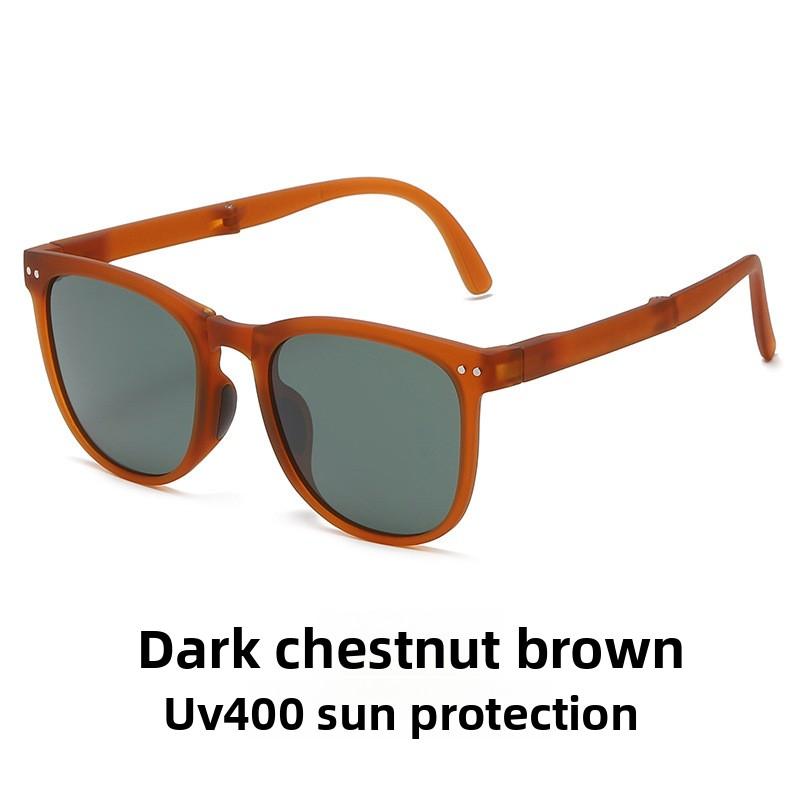 Folding Sunglasses Women's Anti-ultraviolet Polarized Sunglasses High-end Face-showing Small Large-frame Glasses