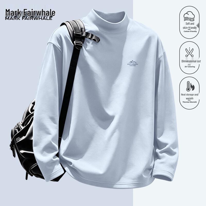 Mark Fairwhale Men's Long-Sleeve Mock Neck Casual T-Shirt