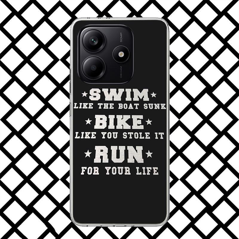 Triathlon Swim Bike Run Phone Case for Xiaomi Redmi Note 15 14 14S 13 12 12S 11 Pro Plus 11E 11T 11S 10S 5G Soft Cover Fundas Re