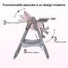 Adjustable Kids High Chair 0-6 Years, Portable Dining Chair with Safety Harness, Lockable Wheels, Easy Cleaning for Home, Pink
