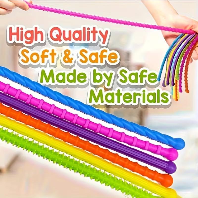 6Pcs Stretchy Textured Rope Fidget Toys Sensory Autism Toys for Stress Anxiety Relief Office Desk Fidget for Workers
