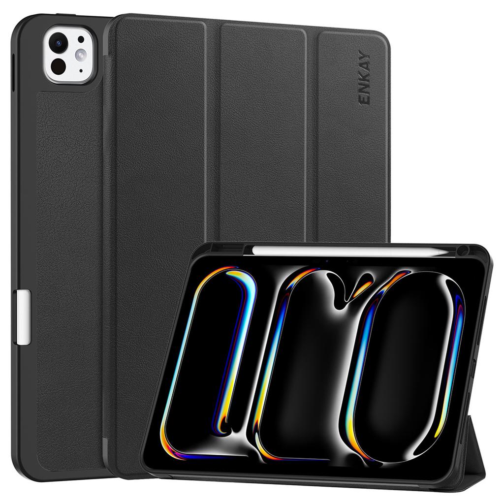 ENKAY HAT PRINCE For iPad Pro 11 (2024) Tri-Fold Stand Tablet Case PU Leather+TPU Smart Cover with Pencil Holder