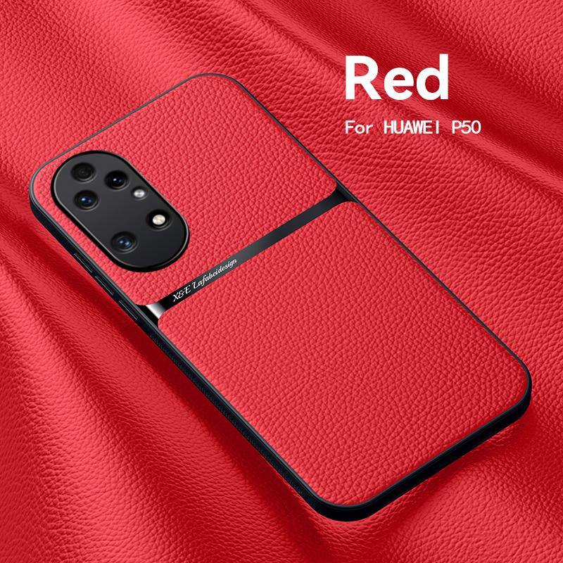 

For Huawei P50 P50 Pro leather texture built-in magnetic TPU soft edge anti-drop anti-fingerprint phone case For Huawei P50