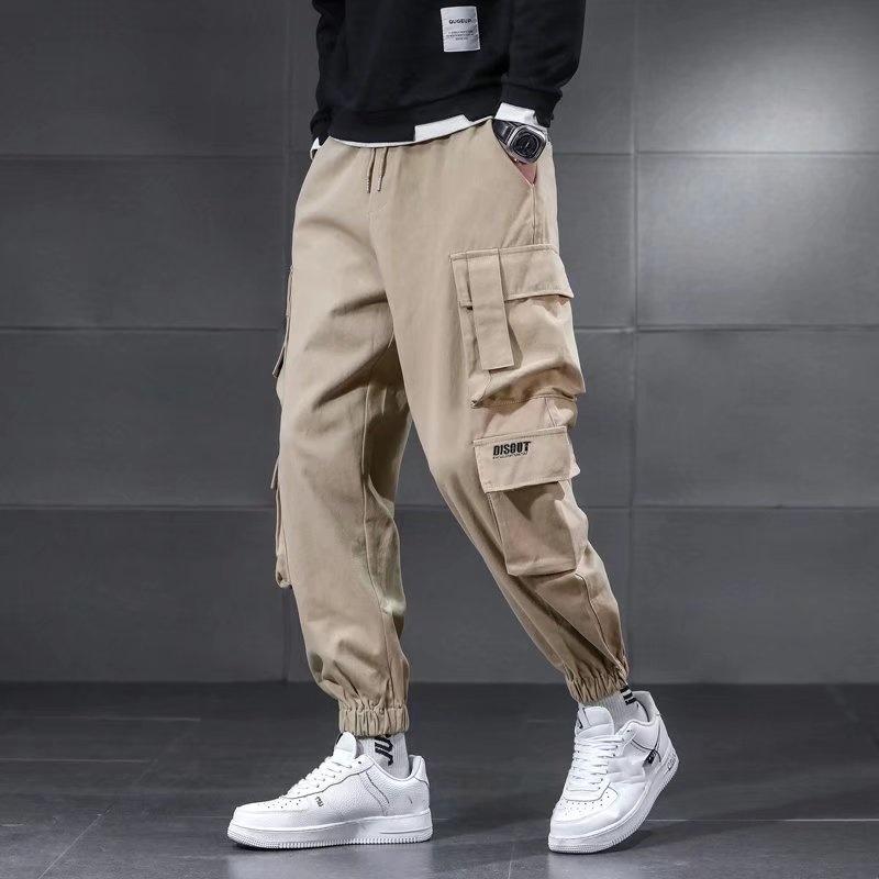 Multi-pocket Overalls Men's Japanese Large Size Loose Feet Spring and Autumn Outdoor Work Casual Pants Thin Pants Plus Velvet Pants