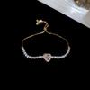 Peach Heart Love Bracelet Women's Fashion Temperament Zircon Bracelet Light Luxury Link Chain Bracelets Wristband Jewelry K-