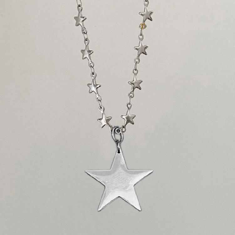 Fashion Edgy Star Pendant Necklace Handmade Clavicle Chain for Women Girls