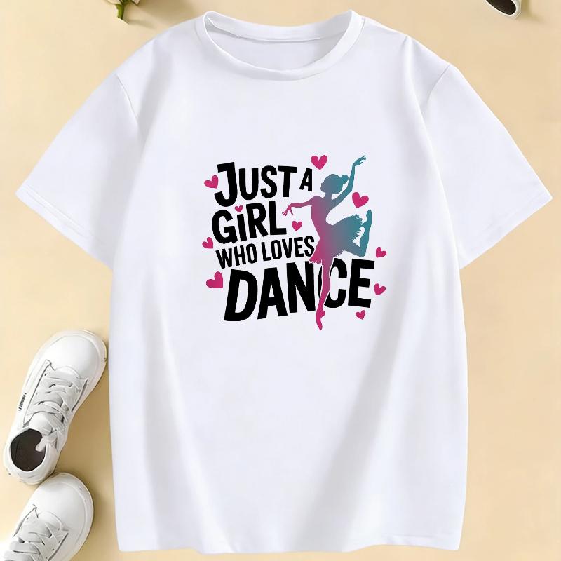 Graphic Just A Girl Who Loves Dance Funny T Shirts Kids Children's T-shirt Girls Shirt Sleeve Summer Spring Casual Top Tee Shirt